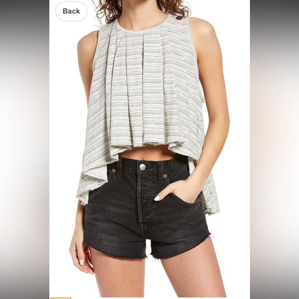 NWT Free People Women's Turn It Up Striped High-Low Tank Top